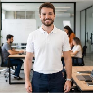 Camisa Polo Personalizada Masculina Branca